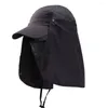 Berets Summer Fashion Jungle Big Brim Fishing UV Protection Drawstring Sport Fisherman Hat Sun Protcet Cap Face Neck Cover Visor