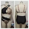 Damenbadebekleidung 2024 Sexy Leopard Bikinis Set Plus Size Badeanzug Hohlout Bikini Zweiteiler separater Badeanzug BBW 5xl