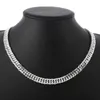 Цепи Оптовая ширина 6 мм цепь 925 Серебряные ожерелья для женщин для женщин очаровывать модные украшения свадебная вечеринка 50/55/60 см.