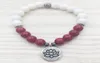 SN1102 Розовая нефритовая женская браслет белый нефрит браслет Tierra Cast Lotus Charm Meditation Medition Mala Beaderaed Jade Bracelet Gire для HE3946694