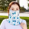 Halsdukar tryckt sidenmask tunn blommig UV -skydd solskyddsmedel ansikte halsduk gini sommar hals wrap cover fiske