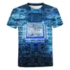 Computer CPU Core Heart Circuit Board 3D Gedrukte T -shirt Men Dames Zomer Fashion Casual korte mouw Cool T -shirt Tops 240423