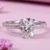 Charming Ring Jewelry 925 Sterling Silver Pass Test 2CT Moissanite Diamond Ring for Girls Women Nice Gift Size 5-10