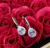Dangle Earrings 925 Sterling Silver Elegant Crystal Teardrop Wedding Earring Romantic Rhinestone Bridal Water Drop Jewelry
