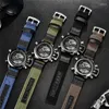 Relógios de pulso Original Big Brand Curdden Dual Time Watches for Men Fashion Nylon Band Multifuncional Cronograph Sports Watch Montre Homme