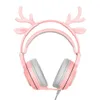 Headsets 3D Surround Sound Girl Cute Ear Volume Control Gift with Detachable Deer Ear Line Game Head RGB Backlight Universal J240508