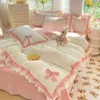 Bedding Sets Lace Rosa Planteado Curto Down Duvet Capa de Cama de Linho Profetada de Linho de Luxúria Decoração Home Decoração Home J240509