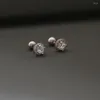 Studörhängen enkel söt liten rund zirkonform Micro Pave CZ Earring för kvinnor Trendiga rostfritt stål Barörbrosk Manschettsmycken