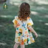 Meisjesjurken Amila Babyjurken voor meisjesjurk 2023 Zomer Nieuwe schattige dinosauruscartoon 100% katoenen meisjes Kinder kleding onregelmatige kinderkinders Clothingl2405