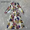 Arbeitskleider Maryyimei Mode Frauen Baumwolle ein Brauen Hemdkragen kurzärmelig gedrucktes Top Elegant A-Line-Halbrock zweiteilig
