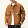 Męskie kurtki solidne bawełniane kurtka jesień i zimowe płaszcze odzieży wierzchniej retro vintage luźne dopasowanie khaki jednokierunkowa swobodna wiatraka
