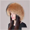 Beanie/Skull Caps Beaniesskl 100% natuurlijke bont hoed vrouwen cap dikke winter warme vrouwelijke mode voor met oorbeschermers 230926 drop levering acc. otpjn