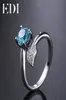 Edi Natural Blue Topaz Gemstone Pure 925 STERLING Silver Ring For Women Faxe Forme 6 mm Round Bijoux Fine Y18927045392215