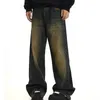 Pantaloni maschi maschi jeans maschile normali di colore dritto gamba dritta elegante lavaggio alla moda largo streetwear