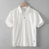 2024 Summer Nuovo camicia da uomo Colore Solido Coloro Stip Flip Cotone Flip Cotton Shirt a maniche corte - Fengyin