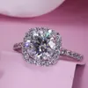 Charming D Color Moissanite Ring Jewelry 925 Sterling Silver Pass Test 1CT 2CT Flasing Moissanite Diamond Ring for Girls Women Nice Gift Size 5-10