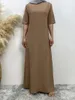 Etniska kläder Dubai Abaya Half Sleeve Daily Casual Inner Dress Turkiet Kaftan Islamiska All-Match Muslim For Women Robe Caftan Marocain