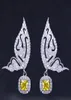Fashion Butterfly Earrings jewelry Charm designer earrings Bride Wedding 925 Sterling Silver Post Yellow Blue AAA Cubic Zirconia C3063906