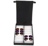 Glazen weergave Case 16 paren opbergdoos met opvouwbaar deksel voor zonnebrillen doos zwart wit4665375