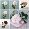 Fleurs décoratives faites à la main 2 têtes pivoine Flexible Silk Artificial Flower Arrangement Bouquet Party