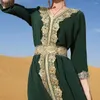 Этническая одежда Мусульманская элегантная женщина длинное макси -платье индейка Абая Исламская арабская партия Кафтан Дубай Кружевая вышивка Рамадан Платье