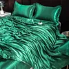 Ensemble de literie Mulberry Silk Litteur Ensemble avec couette de couvre-lit à lit de lit de lit de lit de luxe en satin de luxe Couleur Solie King Queen Twin taille J240507