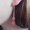 Boucles d'oreilles en peluche classique 585 Fashion de monnaie en cuivre à chaîne simple en or palissée pour les femmes