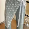 Skirts 2024 Ins Blogger Unique Lace Laminated Goze Ski Strap with Korean version Spicy Girl Jeans Apron Womens Open Ski Y2kL2405