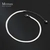 Modian Foot Jewelry Anklet Simple Snake Exquisito brazalete para mujeres Real 925 Tobilleros de plata esterlina para mujeres regalos de fiesta 240508