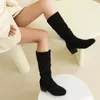 Stiefel große Größe Übergrößer großer runder Zehen dicke Fersenmodus Mode einfache und elegante Schuhe mit Design bequem