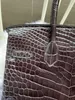 25cm brand totes bag luxury handbag real shinny crocodile leather fully handmade stitching burgundy fuchsia green red color wholesale price fast delivery