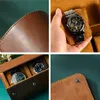 Vintage Watch Storage Holder Travel Case Roll Organizer for Men Vegan Faux Leather Display Collection 240427