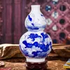 Wazony chiński niebieski biały porcelanowy wazon zestaw bazowy ozdoby domowe figurki komputerowe