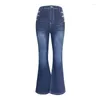 Jeans femminile femminile 2024 ad alta vita in vita multi-button street plus size mammetti pantaloni da donna pantaloni da donna