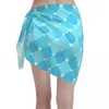 Hearts And Blue Rhombuses Swimwear Pareo Scarf Cover Ups Women Sexy Beach Dress Bikinis Cover-Ups Skirts