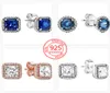 Die neue Mode 925 Sterling Silver Blue Zirkon Ohrringe Square Aura Classic Delicate Schmuckaccessoires9567670