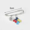 Brooches Arrival Awareness Pin Puzzle Piece Ribbon Autism Brooch Safety Pins Clothes Jewelry Accessroies