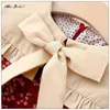 Christening dresses Girls baby dress floral long sleeved bath elegant Princess Vitidos cute big bow classic 1-4 year old for toddlers Q240507