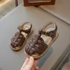 Baby Girls Sandals tecidos Summas de verão Sapatos infantis Anti -Slip Anti -Slip Filty Casual Beach Princess 240506