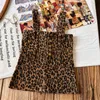 Девочки леопардовые платья подвески Summer Kids Bows Bows Princess Dress Fashion Kids Clothing Z8006