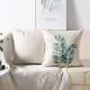 Kissen 4pcs - grüne Pflanzenblatt -Leinenabdeckung Trimmkissenbezug Hausdekor für Sofa -Auto Schlafzimmer 45x45 cm 18x18inch geeignet