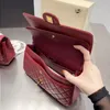 Leather quality Designer Bags CF tote Card shoulder Burgundy chain handbag Luxury shoulder woman green 5A 22c purse Light Soft Ladies b Gmsc