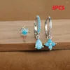 Hoop Earrings 3pcs Stainless Steel Zircon Flower Pendant Set For Women Huggie Star Water Drop Piercing Earring Fashion Jewelry