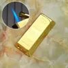 Creative Gold Brick Gold Bar Direct Injection Blue Jet Flame Lighter Metal Windproof Gas Ofylld cigarettändare grossist