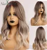 Haarsynthetische Perücken Cosplay Alan Synthetic Hair Perücken Ombre Braun hellhellblonde mittlere Welle für schwarze Frauen hitzebeständige Faser 4421096