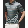 Herren Polos Minglu Sommerstiped Mens Polo Shirts Hochwertige Kurzarmgeschäft Casual Male T-Shirts Mode Diamond Silk Man Tees