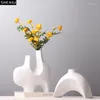 Wazony nowoczesne nieregularne ceramiczne wazon czarno -biały aranżacja kwiatowa salon stół jadalny matowy geometryczny dekoracja domu