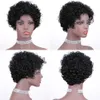 Curly Pixie Cut Wig Perruques à cheveux humains pour femmes noires Cheveux humains Bob Bob Wig avec Bangs Wavy Aucune Wig avant en dente