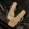 Kledingschoenen Leehmzay maat 34-40 vrouwen sprankelende muilezel sandalen strass ripen hoge hakken zomer comfort feestglaasjes slippers slippers