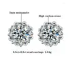 Boucles d'oreilles Stud Jecircon 0,5 carat Moissanite 925 Fleur argentée sterling pour les femmes japonais et coréen bijoux de l'oreille douce